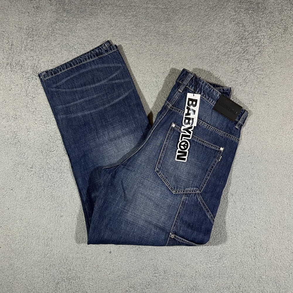 NWT Babylon LA Double-Knee Jeans Men's 30x30 Blue Straight Relaxed Fit Loose